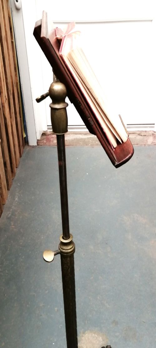 A VICTORIAN TELESCOPIC CAST IRON AND BRASS READINGMUSIC STAND - ADDITIONAL PHOTO 2