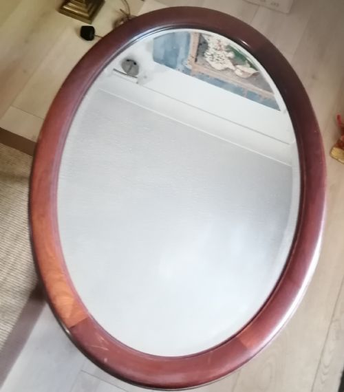 LARGE EDWARDIAN OVAL WALL MIRROR - ADDITIONAL PHOTO 2