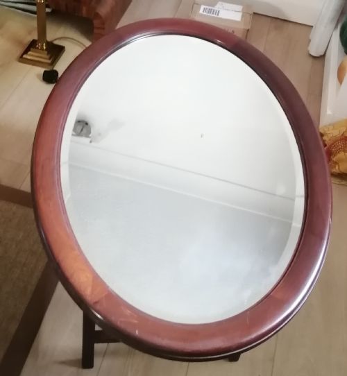 LARGE EDWARDIAN OVAL WALL MIRROR - ADDITIONAL PHOTO 4
