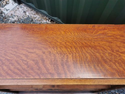 VICTORIAN GOLDEN OAK OPEN BOOKCASE - ADDITIONAL PHOTO 1