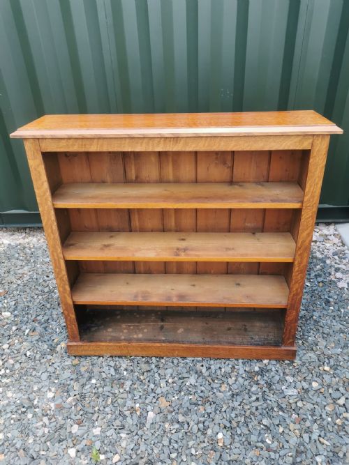 VICTORIAN GOLDEN OAK OPEN BOOKCASE - ADDITIONAL PHOTO 6