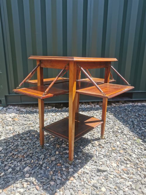 edwardian inlaid unusual drop flap occasional table - CATEGORY: ANTIQUE TABLES - DATED EDWARDIAN