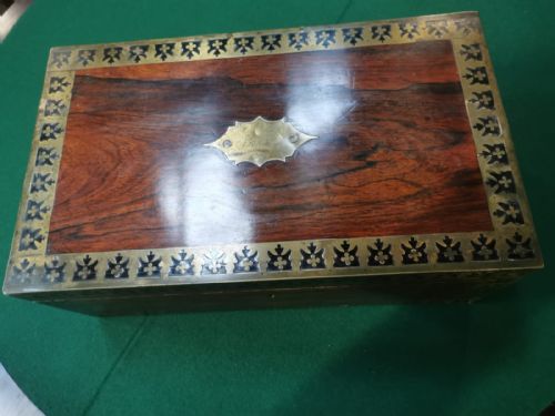 A REGENCY ROSEWOOD EBONY AND BRASS INLAID WRITING SLOPE - ADDITIONAL PHOTO 10