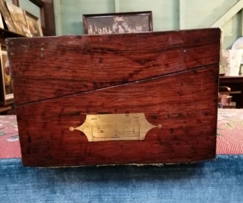 A REGENCY ROSEWOOD EBONY AND BRASS INLAID WRITING SLOPE - ADDITIONAL PHOTO 3