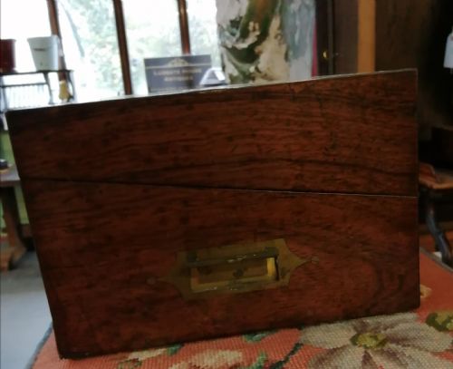 A REGENCY ROSEWOOD EBONY AND BRASS INLAID WRITING SLOPE - ADDITIONAL PHOTO 4
