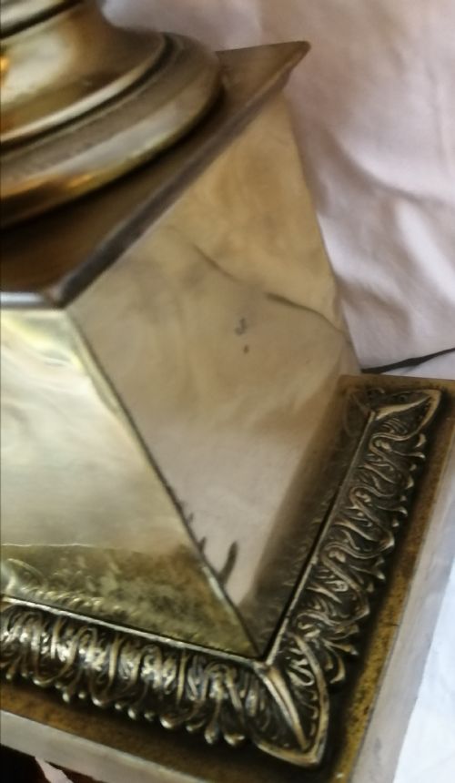 19C TALL FLUTED BRASS TABLE LAMP - ADDITIONAL PHOTO 8