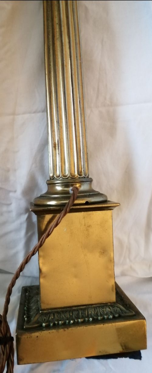 19C TALL FLUTED BRASS TABLE LAMP - ADDITIONAL PHOTO 9