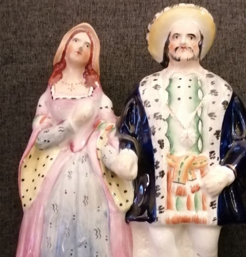 VICTORIAN STAFFORDSHIRE FIGURE HENRY THE 8TH AND ANNE BOLEYN - ADDITIONAL PHOTO 3