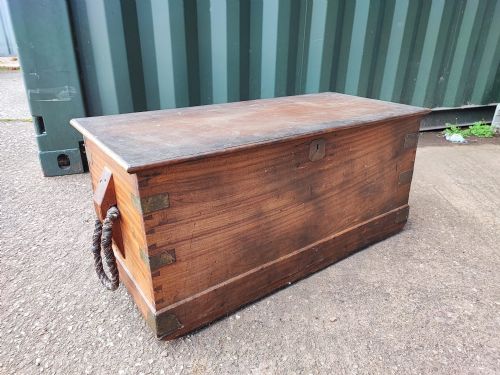 antique ship's teak trunk - CATEGORY: ANTIQUE CHESTS - DATED 19TH CENTURY
