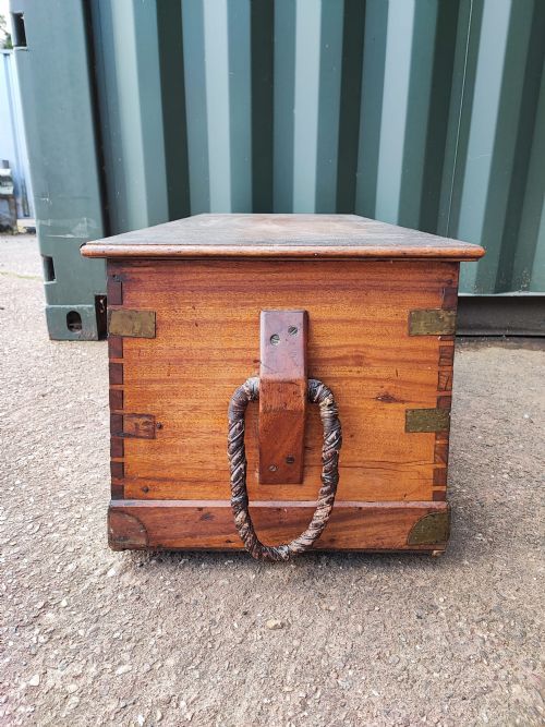 ANTIQUE SHIP'S TEAK TRUNK - ADDITIONAL PHOTO 1