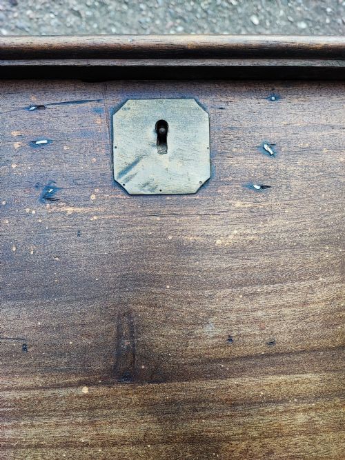 ANTIQUE SHIP'S TEAK TRUNK - ADDITIONAL PHOTO 2