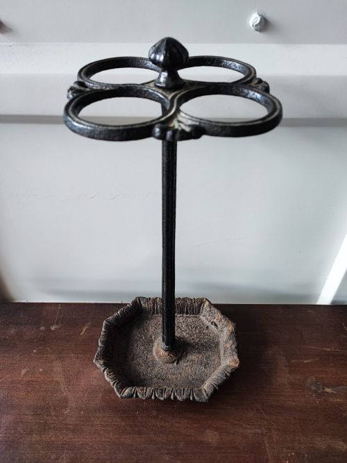 antique 4 section cast iron stick and umbrella stand - CATEGORY: ANTIQUE MISCELLANEOUS - DATED 19TH CENTURY