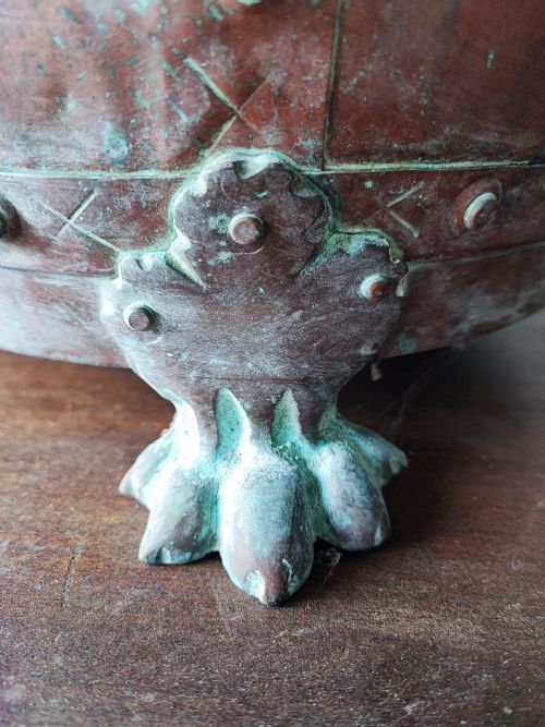 ANTIQUE COPPER ART'S AND CRAFTS LOG BIN - ADDITIONAL PHOTO 1