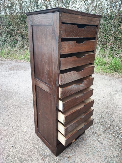 oak tamber front filehaberdashery cabinet - CATEGORY: ANTIQUE CABINETS - DATED EDWARDIAN