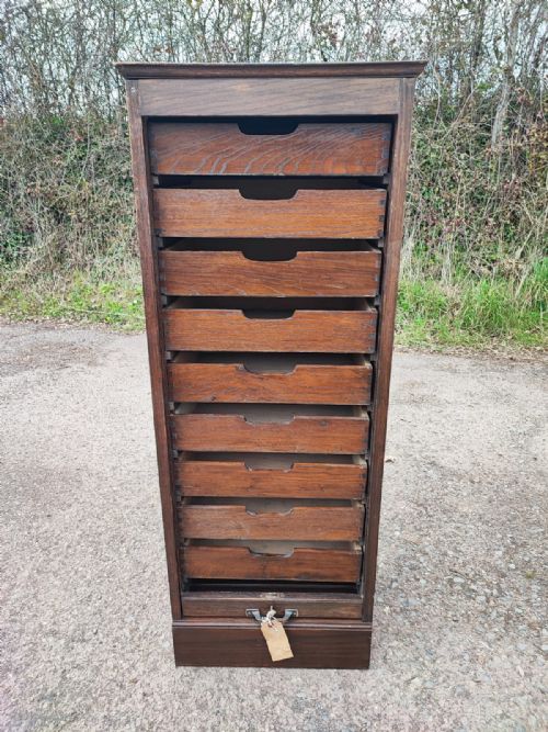 OAK TAMBER FRONT FILEHABERDASHERY CABINET - ADDITIONAL PHOTO 1