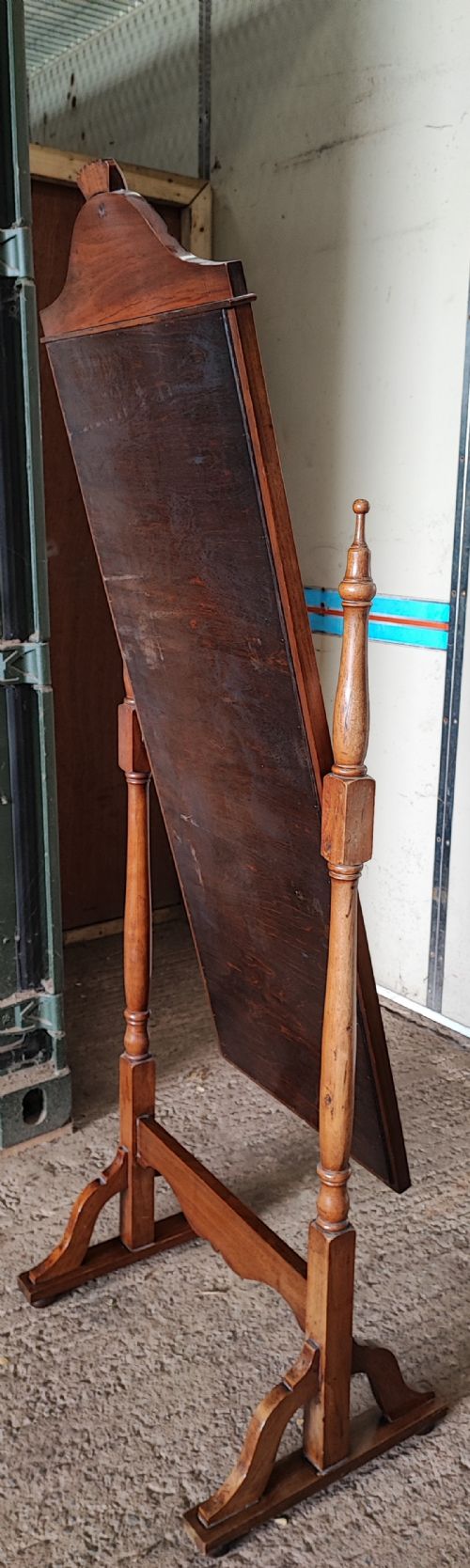 ANTIQUE FIGURED AND CARVED WALNUT CHEVAL DRESSING MIRROR - ADDITIONAL PHOTO 5
