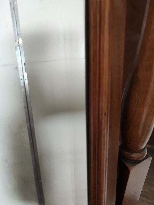 ANTIQUE FIGURED AND CARVED WALNUT CHEVAL DRESSING MIRROR - ADDITIONAL PHOTO 11