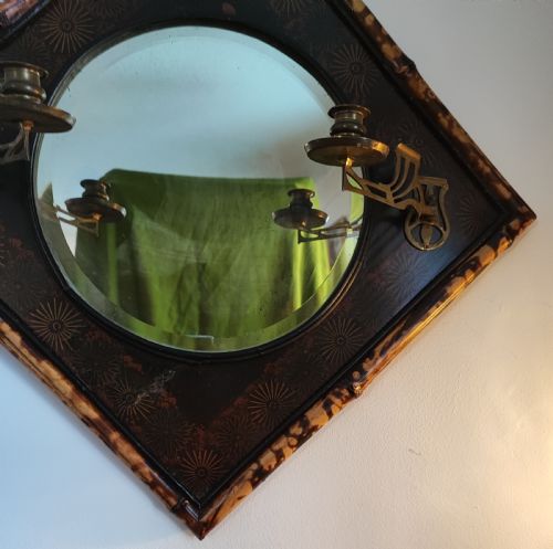 VICTORIAN BAMBOO AND LACQUERED WALL MIRROR - ADDITIONAL PHOTO 1