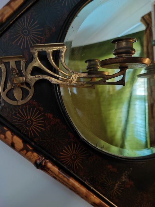 VICTORIAN BAMBOO AND LACQUERED WALL MIRROR - ADDITIONAL PHOTO 4
