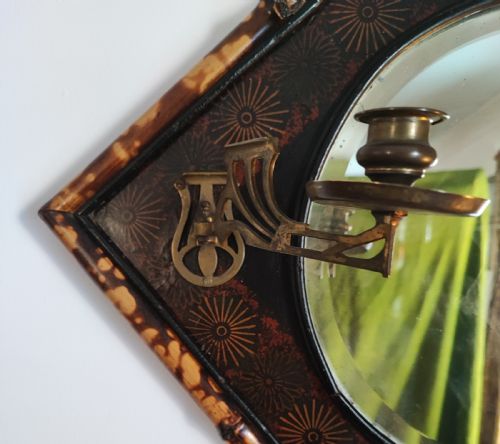 VICTORIAN BAMBOO AND LACQUERED WALL MIRROR - ADDITIONAL PHOTO 5