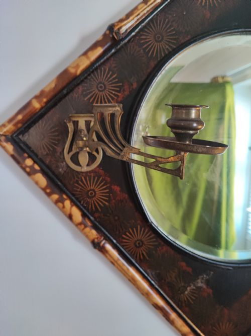 VICTORIAN BAMBOO AND LACQUERED WALL MIRROR - ADDITIONAL PHOTO 7