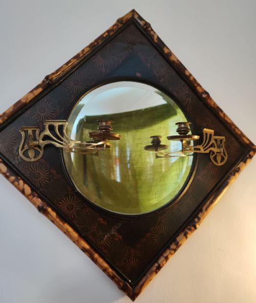 VICTORIAN BAMBOO AND LACQUERED WALL MIRROR - ADDITIONAL PHOTO 8