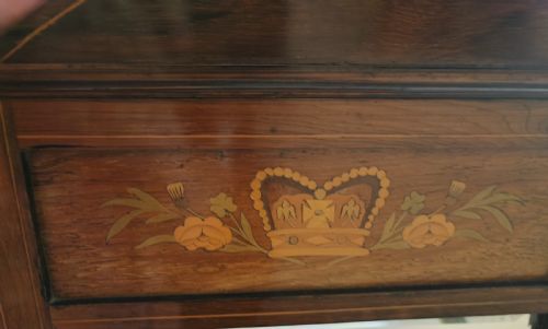 A VICTORIAN MARQUETRY ROSEWOOD HANGING MIRROR - ADDITIONAL PHOTO 4