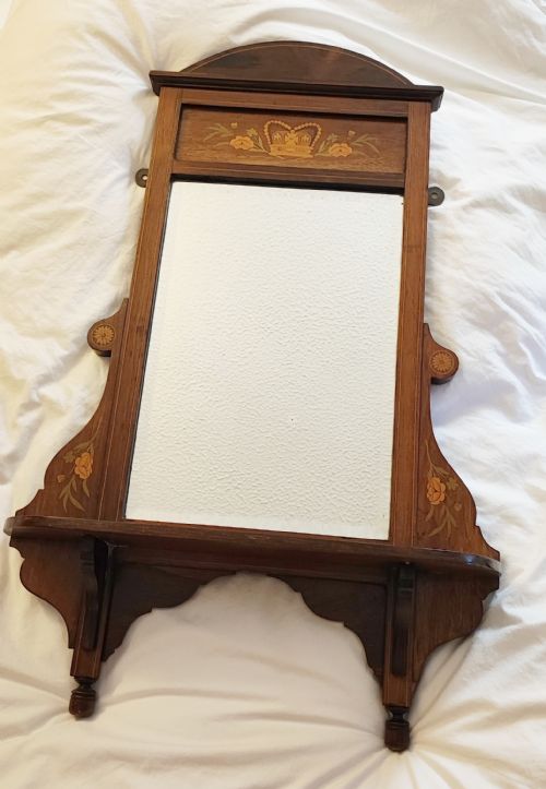 A VICTORIAN MARQUETRY ROSEWOOD HANGING MIRROR - ADDITIONAL PHOTO 9