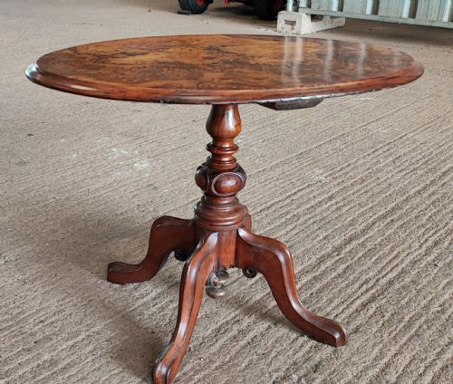 VICTORIAN BURR WALNUT LOW TRIPOD TABLE - ADDITIONAL PHOTO 2
