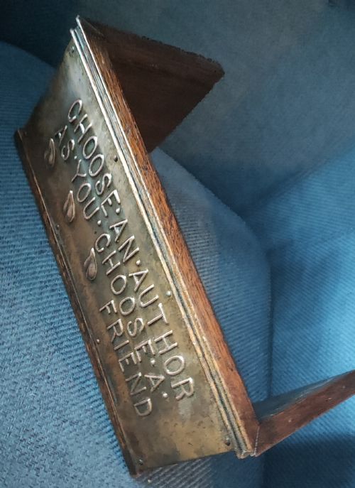 ART'S AND CRAFTS COPPER AND OAK BOOK TROUGH - ADDITIONAL PHOTO 6