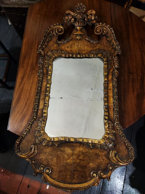 antique walnut gilt and gesso mirror - CATEGORY: ANTIQUE MIRRORS - DATED 19TH CENTURY