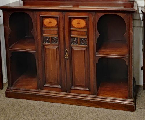 A FINE EDWARDIAN MAHOGANY SIDE CABINET OPEN BOOKCASE - ADDITIONAL PHOTO 4