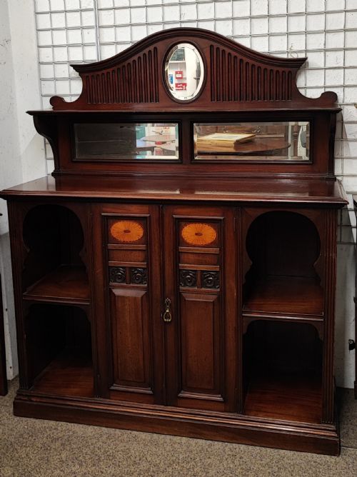 A FINE EDWARDIAN MAHOGANY SIDE CABINET OPEN BOOKCASE - ADDITIONAL PHOTO 11