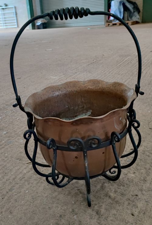 an arts and crafts copper and iron coal or log bucket - CATEGORY: ANTIQUE METAL - DATED 1900