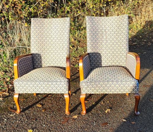 a pair of art deco upholstered armchairs - CATEGORY: ANTIQUE CHAIRS - DATED 1930