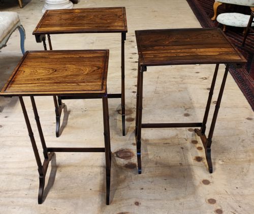 fine nest of 3 regency rosewood tables - CATEGORY: ANTIQUE TABLES - DATED REGENCY