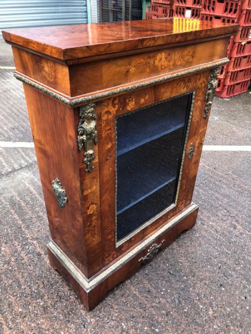 19c walnut and marquetry pier cabinet - CATEGORY: ANTIQUE CABINETS - DATED VICTORIAN