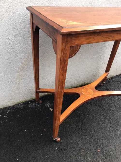 EDWARDIAN INLAND ROSEWOOD WINDOW OCCASIONAL TABLE - ADDITIONAL PHOTO 4