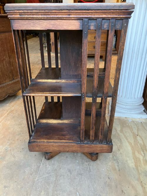 edwardian oak revolving bookcase - CATEGORY: ANTIQUE BOOKCASES - DATED EDWARDIAN
