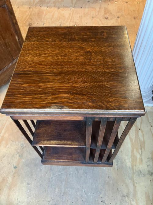 EDWARDIAN OAK REVOLVING BOOKCASE - ADDITIONAL PHOTO 2