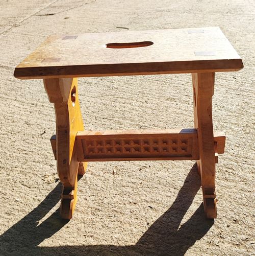 cotswold oak trestle end stool - CATEGORY: ANTIQUE STOOLS - DATED 1930
