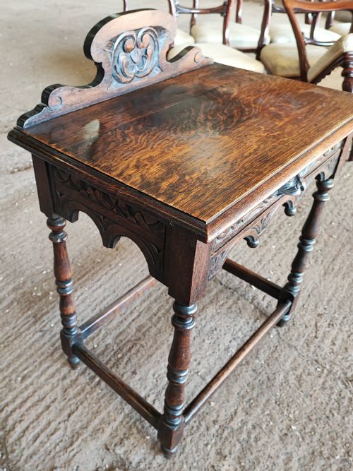 VICTORIAN GREEN MAN CARVED OAK SIDE TABLE - ADDITIONAL PHOTO 4