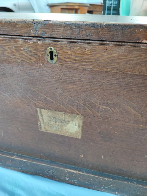 VICTORIAN LARGE PINE TRUNK WITH ORIGINAL DECORATION - ADDITIONAL PHOTO 1