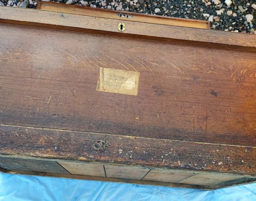 VICTORIAN LARGE PINE TRUNK WITH ORIGINAL DECORATION - ADDITIONAL PHOTO 4