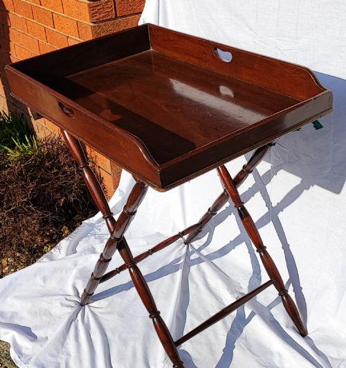 REGENCY MAHOGANY BUTLER'S TRAY ON STAND - ADDITIONAL PHOTO 2