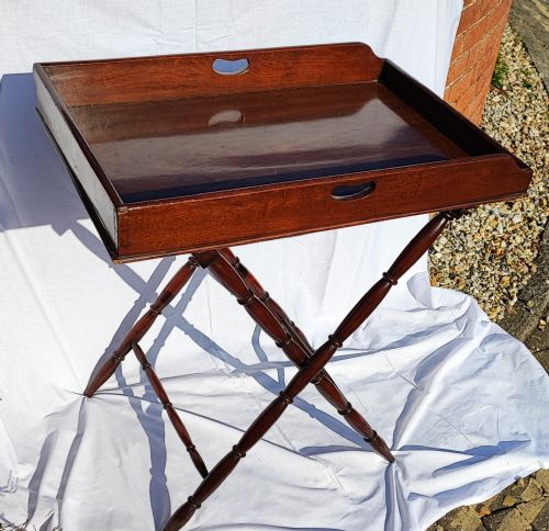 REGENCY MAHOGANY BUTLER'S TRAY ON STAND - ADDITIONAL PHOTO 3
