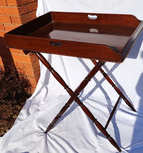 REGENCY MAHOGANY BUTLER'S TRAY ON STAND - ADDITIONAL PHOTO 4