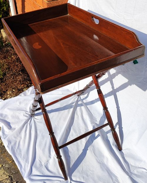 REGENCY MAHOGANY BUTLER'S TRAY ON STAND - ADDITIONAL PHOTO 6