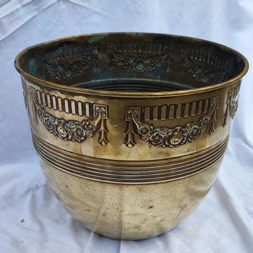 ANTIQUE DUTCH BRASS JARDINIERE - ADDITIONAL PHOTO 4