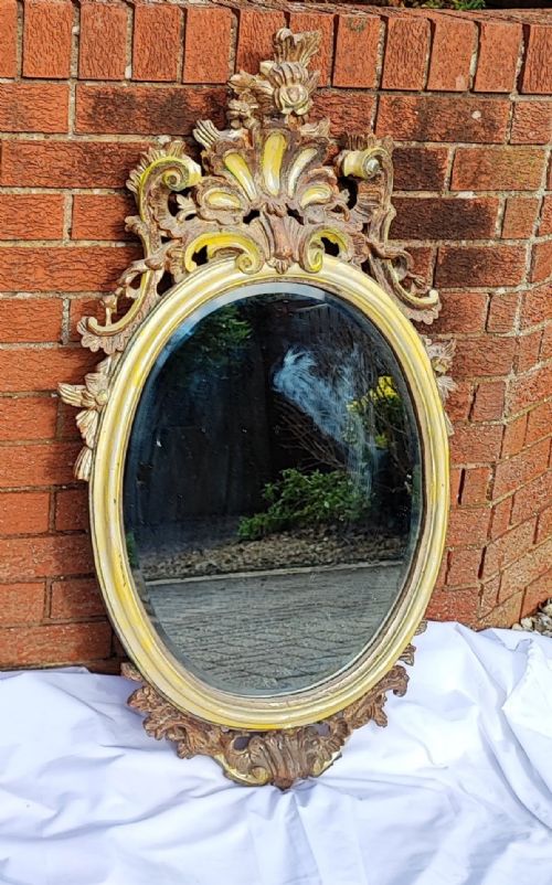 Antique Carved and Painted Italian Mirror.